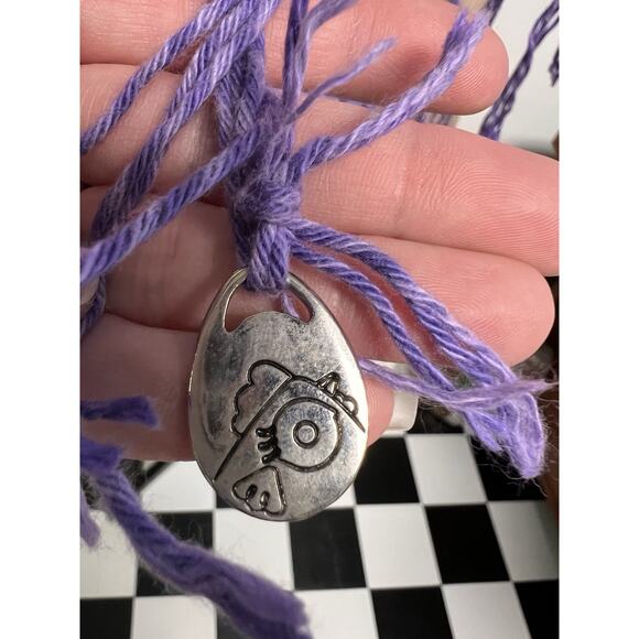 VTG Crocheted Shawl OOAK Handmade Lavender Purple Boho Wrap Hippie Fairy Whimsy - Picture 9 of 12